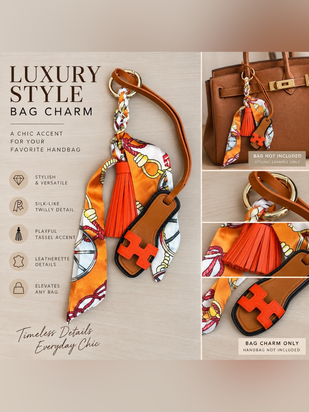 Orange Twilly Sandal Bag Charm with Tassel